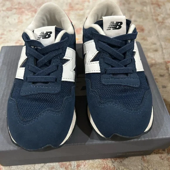 New Balance Kids' Blue and White Sneakers with Yellow Accent - Picture 6 of 8